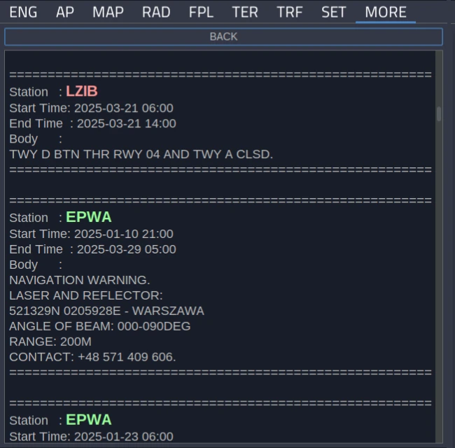Schochman EFIS Features-NOTAM