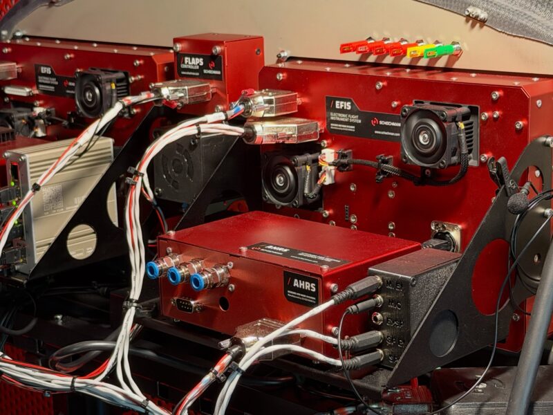 Schochman in-house AHRS, EFIS and flaps control modules installed behind the instrument panel
